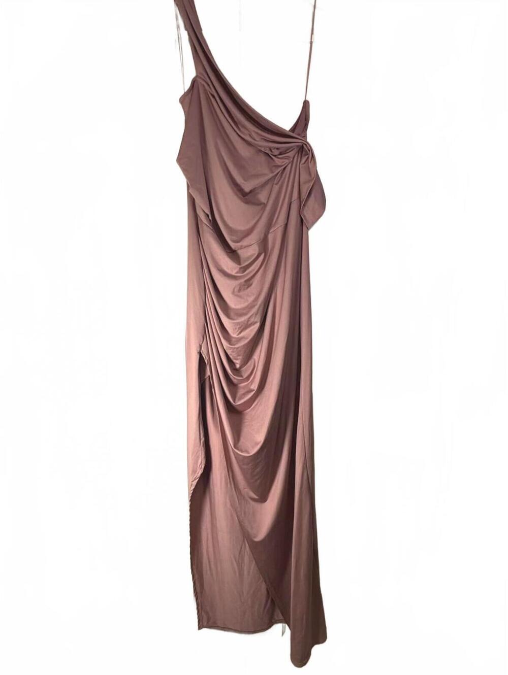 Baltic Born Blush Mauve Maxi Dress One Shoulder Draped Ruched 3X